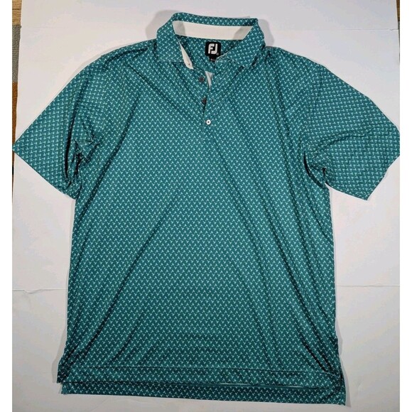 Footjoy Golf Polo Mens XL Palm Tree Graphic Green Casual Stretch - Picture 1 of 10